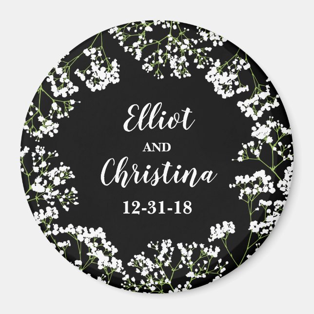 Babys Breath Personalized Save the Wedding Date Magnet (Front)