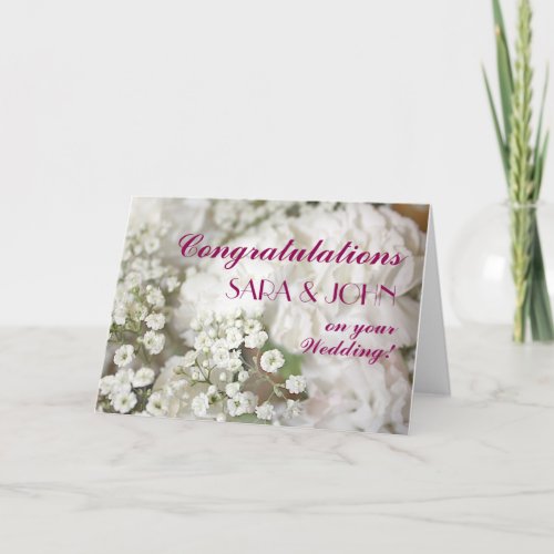 Babys Breath Personalized Wedding Congratulations Card