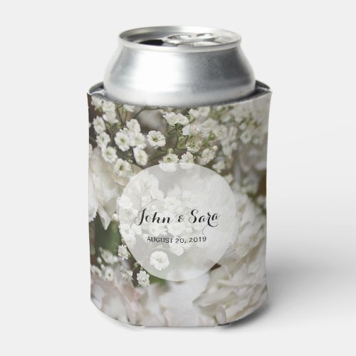 Babys Breath Photo Personalized Wedding Can Cooler