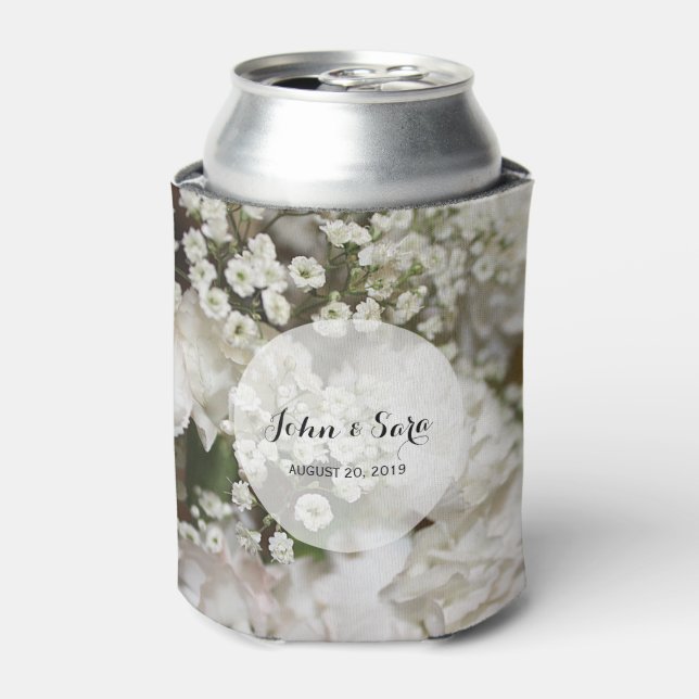 Baby's Breath Photo, Personalized Wedding Can Cooler (Can Front)