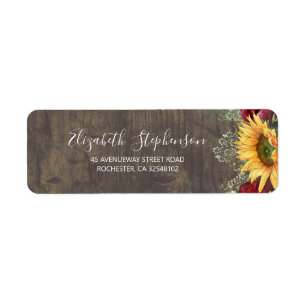 Baby's Breath Red Roses Sunflower Fall Wedding Label