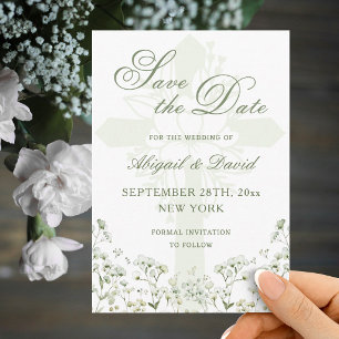 Baby's Breath Religious Wedding Save The Date