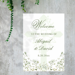 Baby's Breath Religious Wedding Welcome Poster