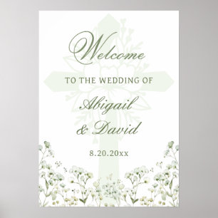 Baby's Breath Religious Wedding Welcome Poster