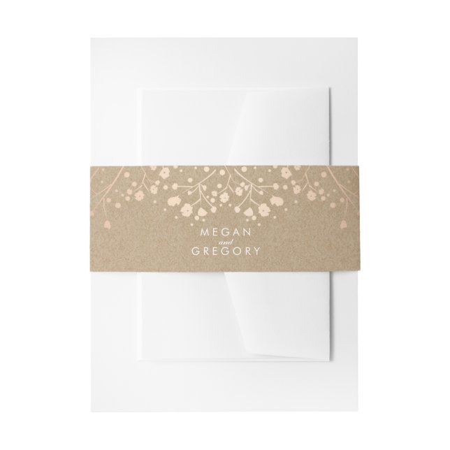 Baby's Breath Rose Gold Style Wedding Invitation Belly Band (Front Example)