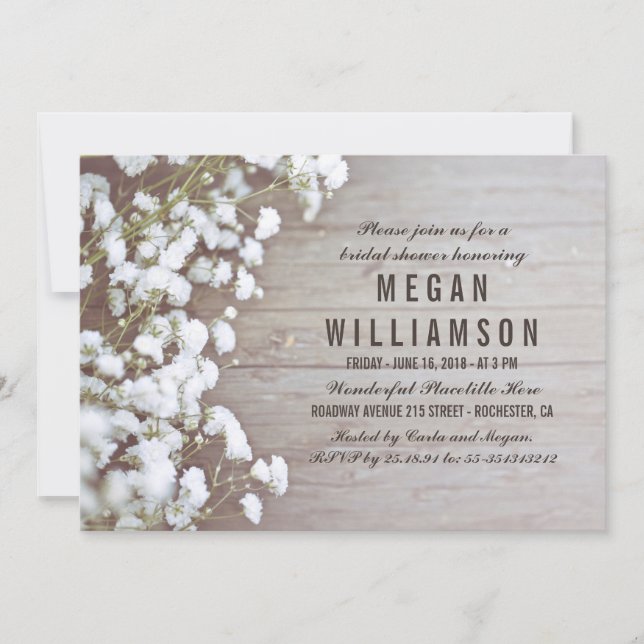 Baby's Breath Rustic Bridal Shower Invitation (Front)