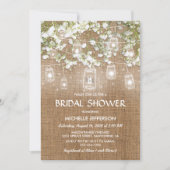 Baby's Breath Rustic Burlap Wedding Bridal Shower Invitation (Front)