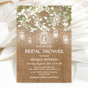 Baby's Breath Rustic Burlap Wedding Bridal Shower Invitation