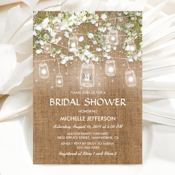 Baby's Breath Rustic Burlap Wedding Bridal Shower Invitation by special_stationery at Zazzle