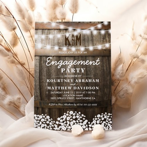 Babys Breath Rustic Charm Engagement Party Invitation