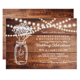 Baby's Breath Rustic Country | Mason Jar Wedding Invitation