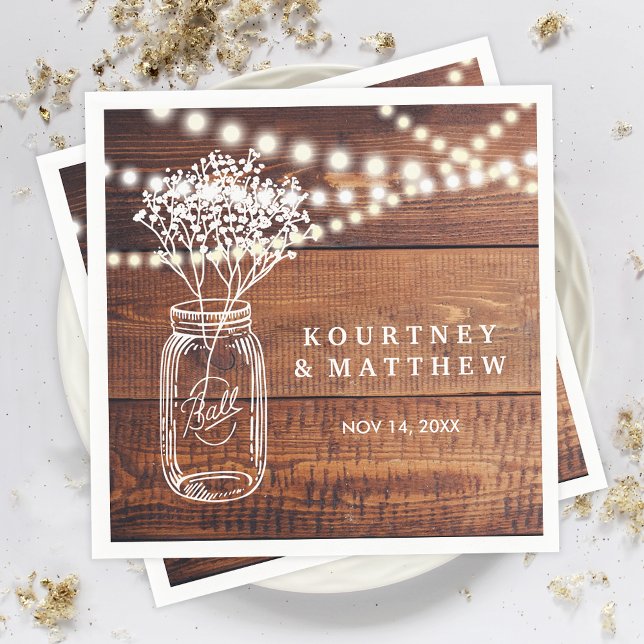 Baby's Breath Rustic Country | Mason Jar Wedding Napkins (Creator Uploaded)