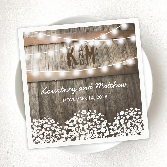 Baby's Breath Rustic Country Wedding Napkins (Creator Uploaded)
