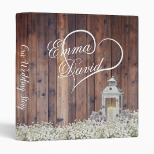 Baby's Breath Rustic Floral Lantern Wedding Album 3 Ring Binder
