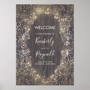 Baby's Breath Rustic Floral Wedding Welcome Sign