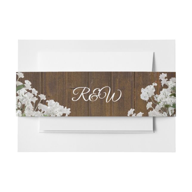 Babys Breath Rustic Monogrammed wedding Belly Band (Front Example)