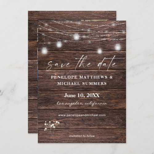 Babys Breath Rustic Photo Save The Date