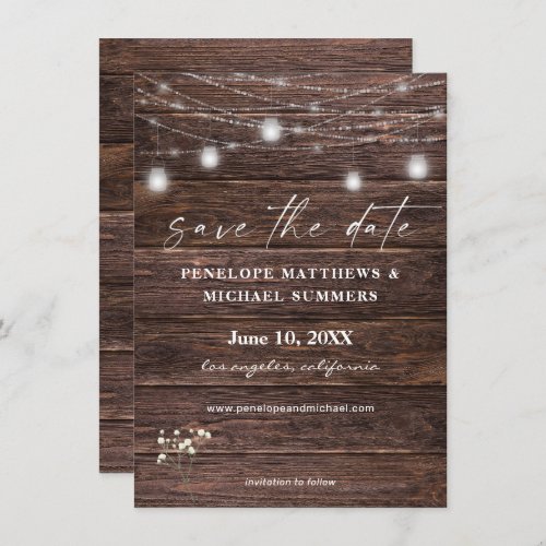 Babys Breath Rustic Save The Date