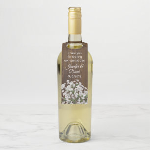 Babys Breath Rustic Wedding Bottle Favor Tag