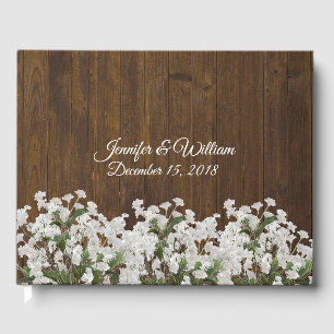 Babys Breath Rustic Wedding Guest Book