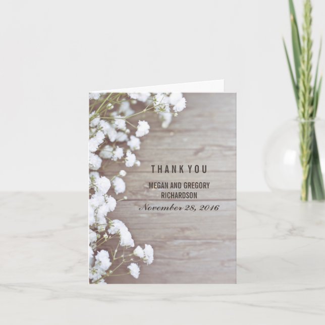 Baby's Breath Rustic Wedding Thank You (Front)