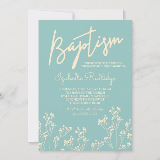 Baby's Breath Silhouette Baptism Invitation | Zazzle.com