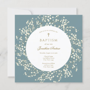 Baby's Breath Son Baptism Invitation