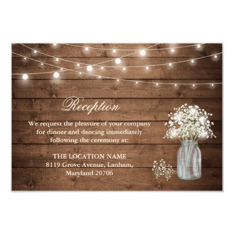 Baby's Breath String Light Reception Accommodation Card