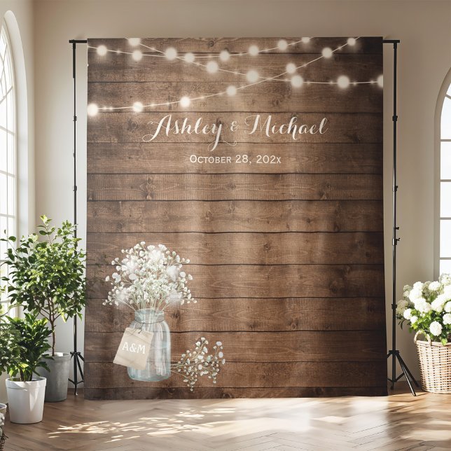 Baby's Breath String Light Rustic Wedding Backdrop (Creator Uploaded)