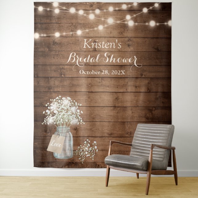 Baby's Breath String Lights Bridal Shower Backdrop (In Situ)