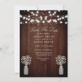 Baby's Breath String Lights Elegant Save The Date by PrintablePretty at Zazzle