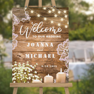 Baby's Breath String Lights Rustic Welcome Wedding Foam Board