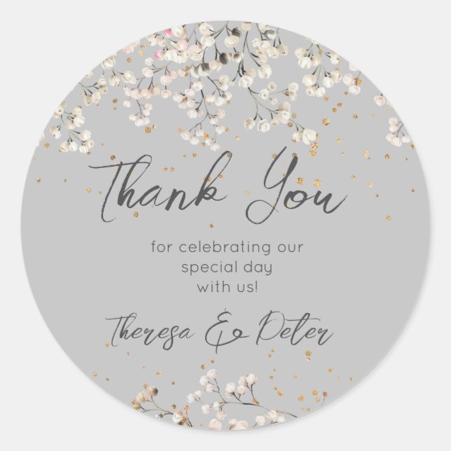 Baby's Breath Thank You Favor Sticker (Front)