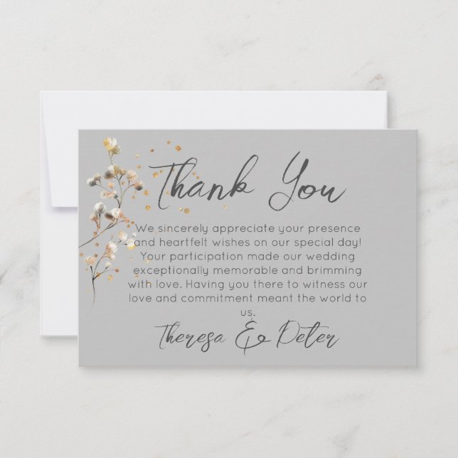 Baby's Breath Thank You Wedding Flat Card (Front)