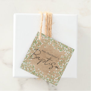  Baby's Breath Watercolor Cute Floral Boho Baptism Favor Tags
