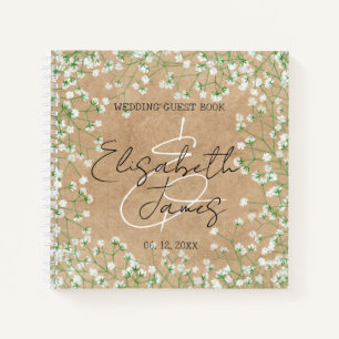 Baby's Breath Watercolor Floral Wedding Guest Book
