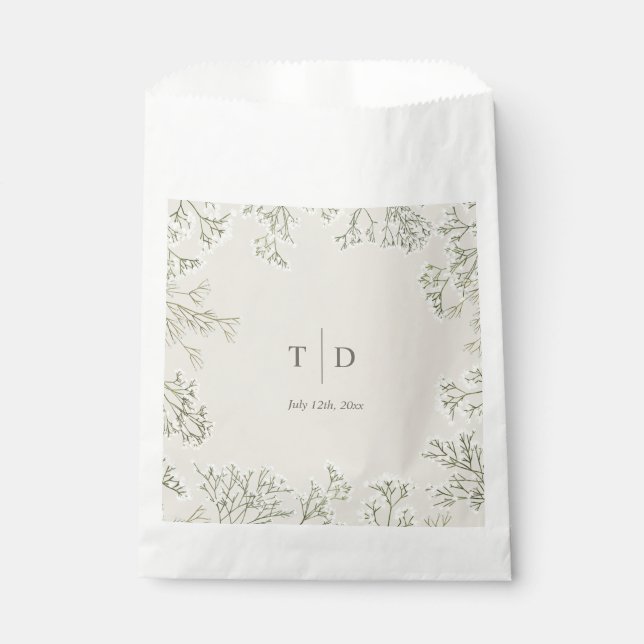 Baby's Breath Wedding Monogram Favor Bag (Front)
