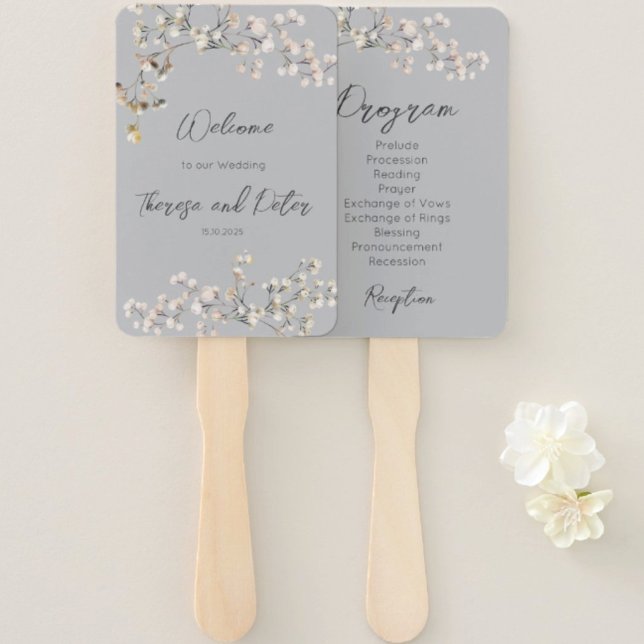 Baby's Breath Wedding Program Fan (Creator Uploaded)
