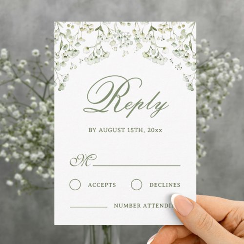 Baby's Breath Wedding RSVP Card