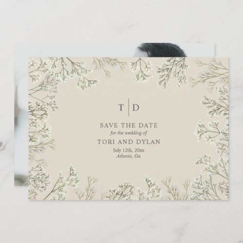 Babys Breath Wedding Save The Date Photo Back