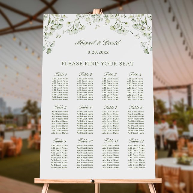 Baby's Breath Wedding Seating Chart Foam Board (Creator Uploaded)