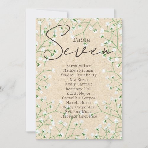 Babys Breath Wedding Table Number Seating Chart 7