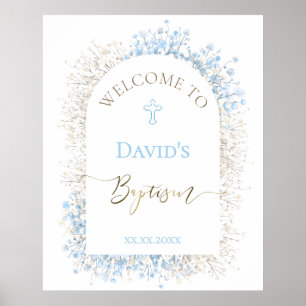 Baby's Breath white blue Baptism welcome Poster