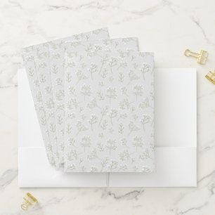 Baby's Breath White Floral Watercolor Gypsophila Pocket Folder