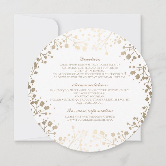 Baby's Breath White Wedding Details - Information Invitation (Front)