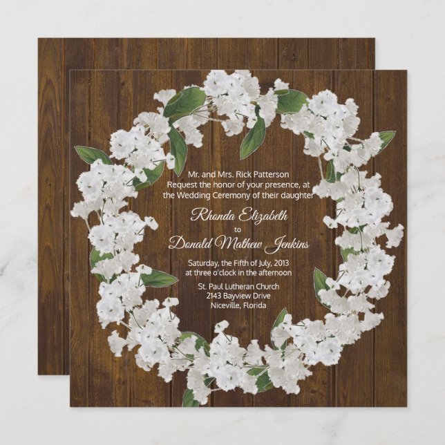Babys Breath Wreath Wedding Invitation (Front/Back)