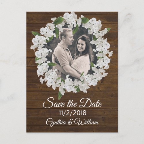 Babys Breath Wreath Wedding Save the Date Postcard