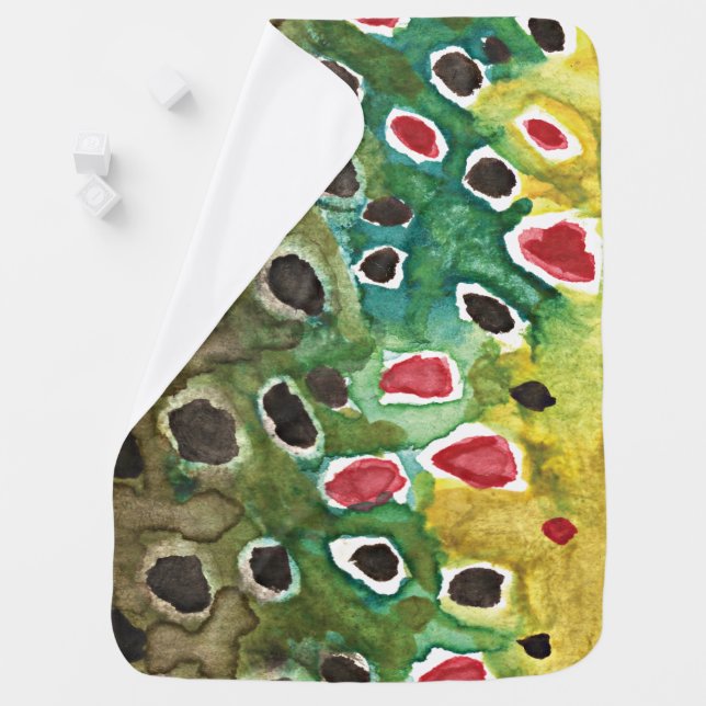 Baby's Brown Trout Fishing Baby Blanket (In Situ)