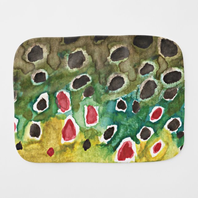Baby's Brown Trout Fishing Baby Burp Cloth (Front Horizontal)
