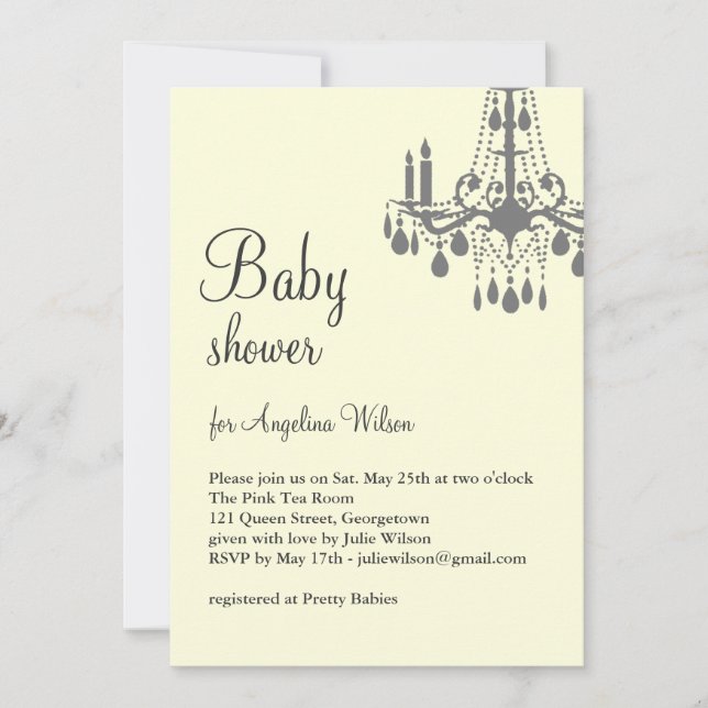 Baby's Chandelier in gray & yellow Invitation (Front)